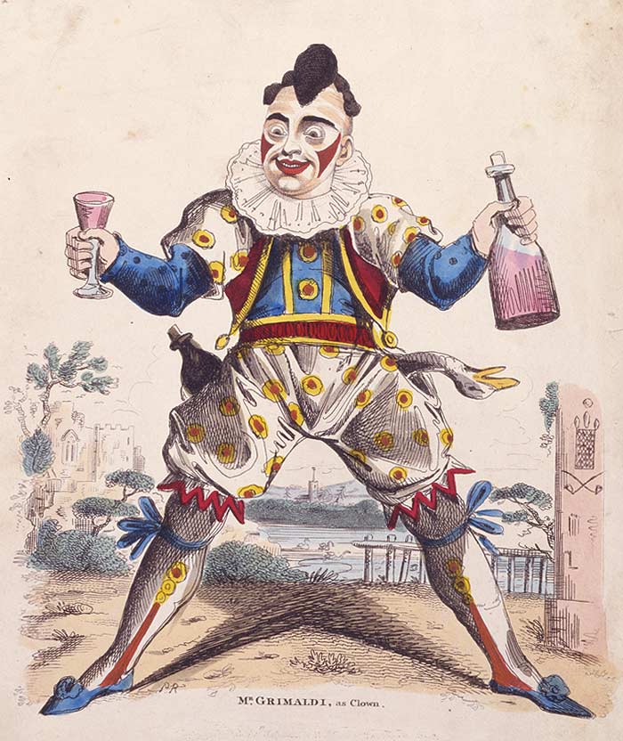 Joseph Grimaldi, drawn as "Joey the Clown" in an 1820 illustration